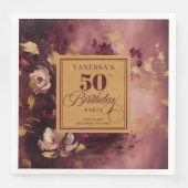 Luxury Marsala Blush Gold Flowers 50th Birthday  (正面)