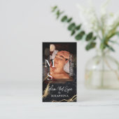 Luxury Med Spa Esthetician Black Gold Agate 名刺 (スタンド正面)