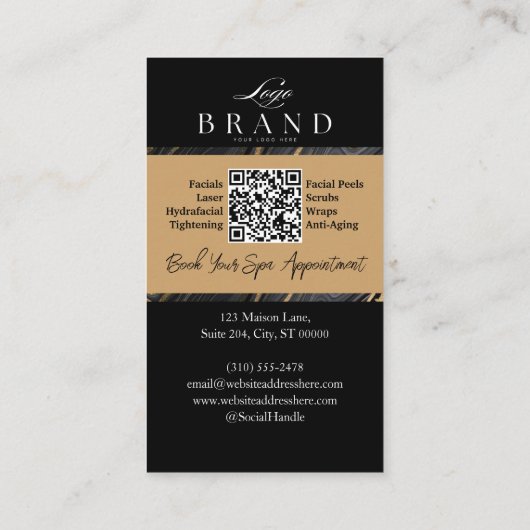 Luxury Med Spa Esthetician Black Gold Agate 名刺 (裏面)