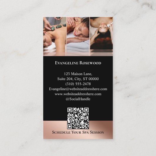 Luxury Med Spa Wellness Arch Luxe Photo Black Rose 名刺 (裏面)