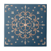 Luxury Mediterranean Blue & Tan Medallion Pattern タイル (正面)
