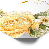 Luxury Mediterranean Lemons & Flowers Memorial ポスター (角)