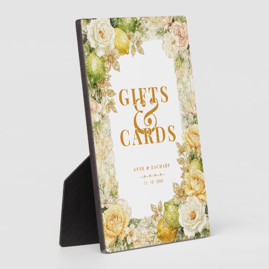 Luxury Mediterranean Lemons & Flowers Wedding フォトプラーク (側面)