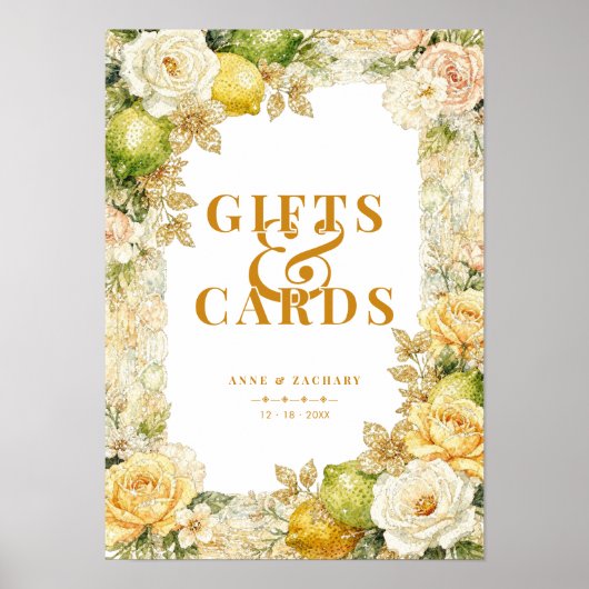 Luxury Mediterranean Lemons & Flowers Wedding ポスター (正面)