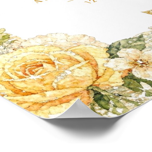 Luxury Mediterranean Lemons & Flowers Wedding ポスター (角)