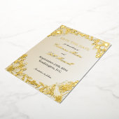 Luxury Metallic Gold Floral Save The Date Card 箔招待状 (回転した状態)