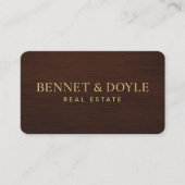 Luxury Metallic Gold on Mahogany Wood-Grain 名刺 (正面)