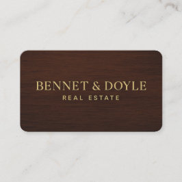Luxury Metallic Gold on Mahogany Wood-Grain 名刺