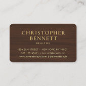 Luxury Metallic Gold on Mahogany Wood-Grain 名刺 (裏面)