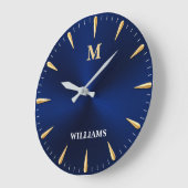 Luxury Midnight Blue Modern Minimalist Blue & Gold ラージ壁時計 (傾斜)