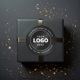 Luxury Minimal Black Logo Business Packaging ラウンドシール