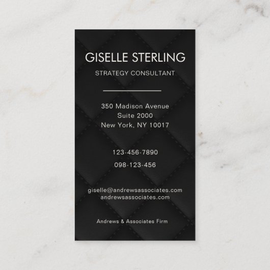 Luxury Minimal Black Professional Photo 名刺 (裏面)