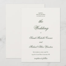 Luxury Minimal Dark Green Wedding Invitation