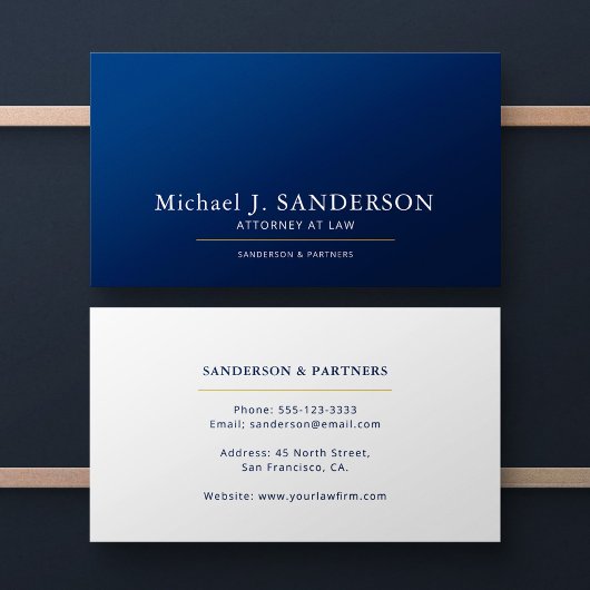 Luxury minimal elegant navy attorney at law 名刺