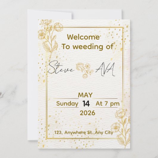 Luxury Minimal Gold Wedding Invitation 招待状 (正面)