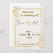 Luxury Minimal Gold Wedding Invitation 招待状 (正面/裏面)
