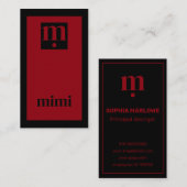 Luxury minimal initial black and red 名刺 (正面/裏面)
