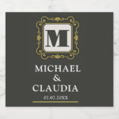 Luxury minimal Modern monogram スパークリングワインラベル (シングルラベル)