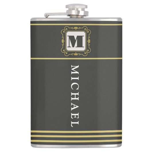 Luxury minimal Modern monogram フラスク (正面)