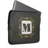 Luxury minimal Modern monogram ラップトップスリーブ (正面右)