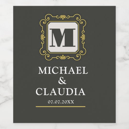 Luxury minimal Modern monogram ワインラベル (シングルラベル)