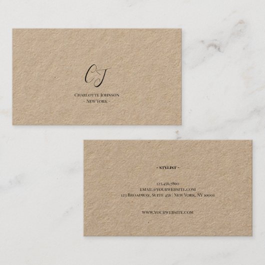 Luxury Minimal Monogram Black Ivory Chic Stylish 名刺 (正面/裏面)