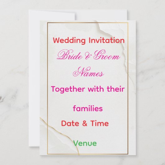 Luxury Minimal Wedding Invitation 7x5 – Editable E 招待状 (正面)