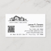 Luxury Minimalist Black & White Real Estate 名刺 (裏面)