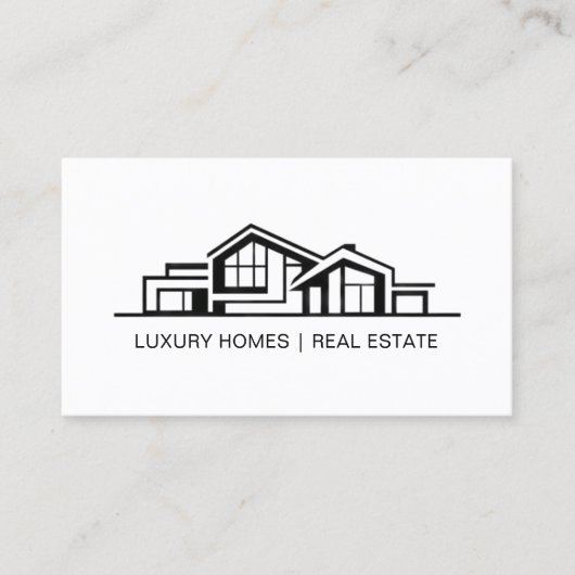 Luxury Minimalist Black & White Real Estate 名刺 (正面)