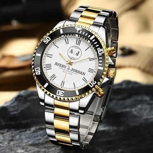 Luxury Minimalist Customizable Couple’s name  Desi 腕時計 (クリエイターアップロード済み)