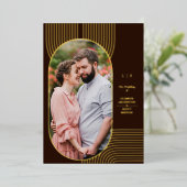 Luxury Minimalist Modern Fancy Oval Photo Wedding 箔招待状 (立ち正面)