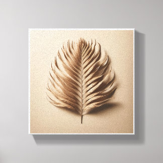 Luxury Minimalist Palm Frond Art - Elegant Beige 3 キャンバスプリント