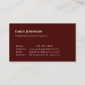 Luxury Minimalist  School Teacher Red Beige 名刺 (裏面)