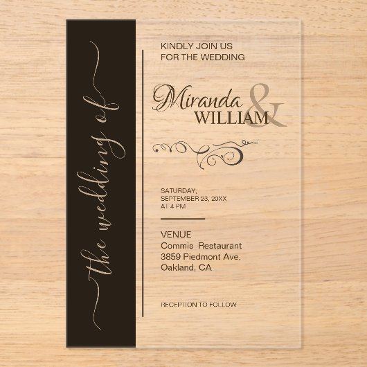 Luxury Minimalist Typography Wedding  アクリル招待状 (正面)