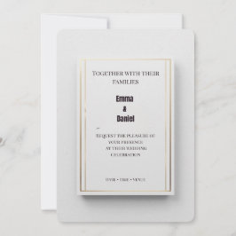 Luxury Minimalist Wedding Invitation Elegant Gold  招待状