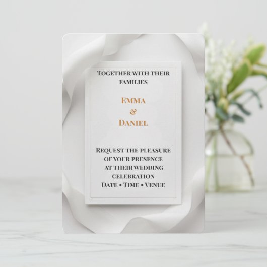 Luxury Minimalist Wedding Invitation Elegant Gold  招待状 (スタンド正面)