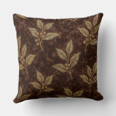 Luxury Mocha Velvet Coffee Branch Throw Pillow クッション (裏面)