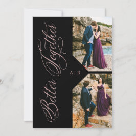 Luxury Modern 2 Photos Collage Rose Gold Whimsical 招待状