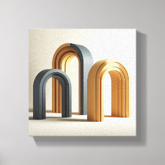 Luxury Modern 3D Arches Art - Minimalist Geometric キャンバスプリント