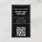 Luxury Modern add Photo Real Estate Agent Black 名刺 (裏面)