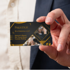 Luxury Modern Black and Gold Barbershop 名刺