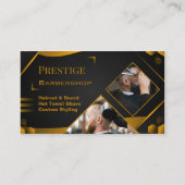 Luxury Modern Black and Gold Barbershop 名刺 (正面)