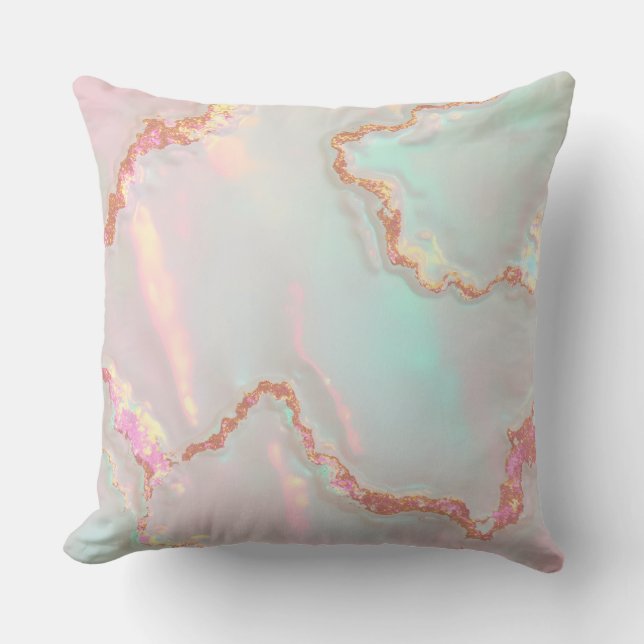 Luxury Modern Blush Pink Soft Mint Gold Collection アウトドアクッション (正面)