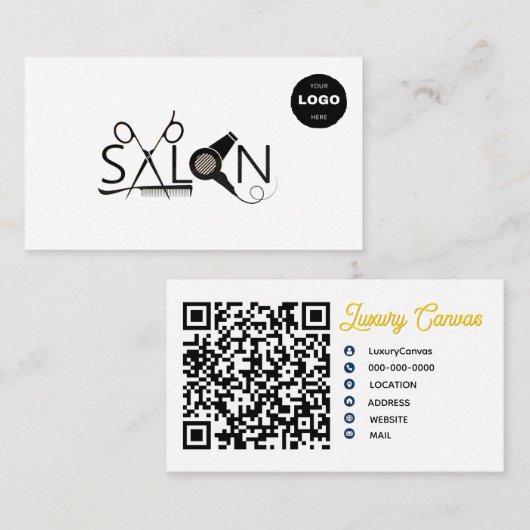 Luxury Modern Custom QR Code Beauty Business Card 名刺 (正面/裏面)
