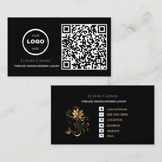Luxury Modern Custom QR Code Beauty Business Card 名刺 (正面/裏面)