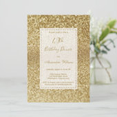 Luxury modern elegant gold glitter 40th Birthday 招待状 (スタンド正面)