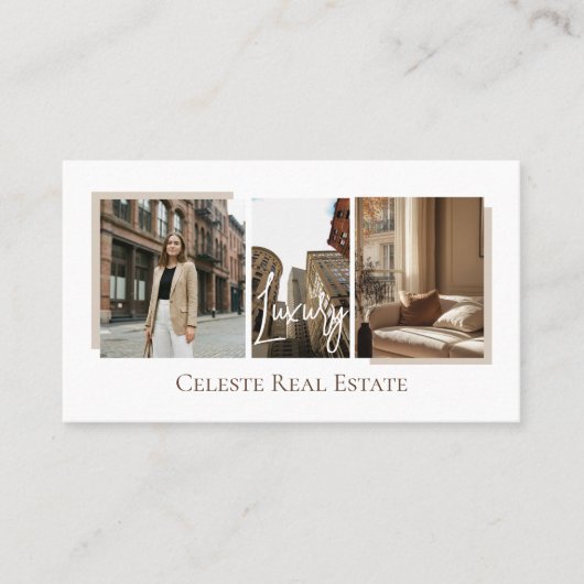 Luxury Modern Elegant Photo Layout Real Estate  名刺 (正面)