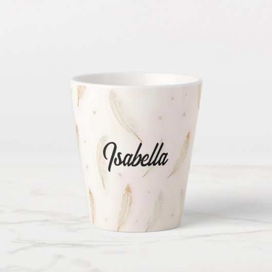 Luxury Modern Feathers Boho Collection カフェラテマグ (正面)