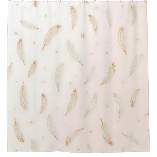 Luxury Modern Feathers Boho Collection シャワーカーテン (正面)