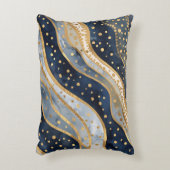 Luxury, Modern, Gold Blue Pattern アクセントクッション (正面(垂直))